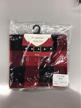North Pole pet bandana size xs-s new from JCPenney Christmas plaid fleece